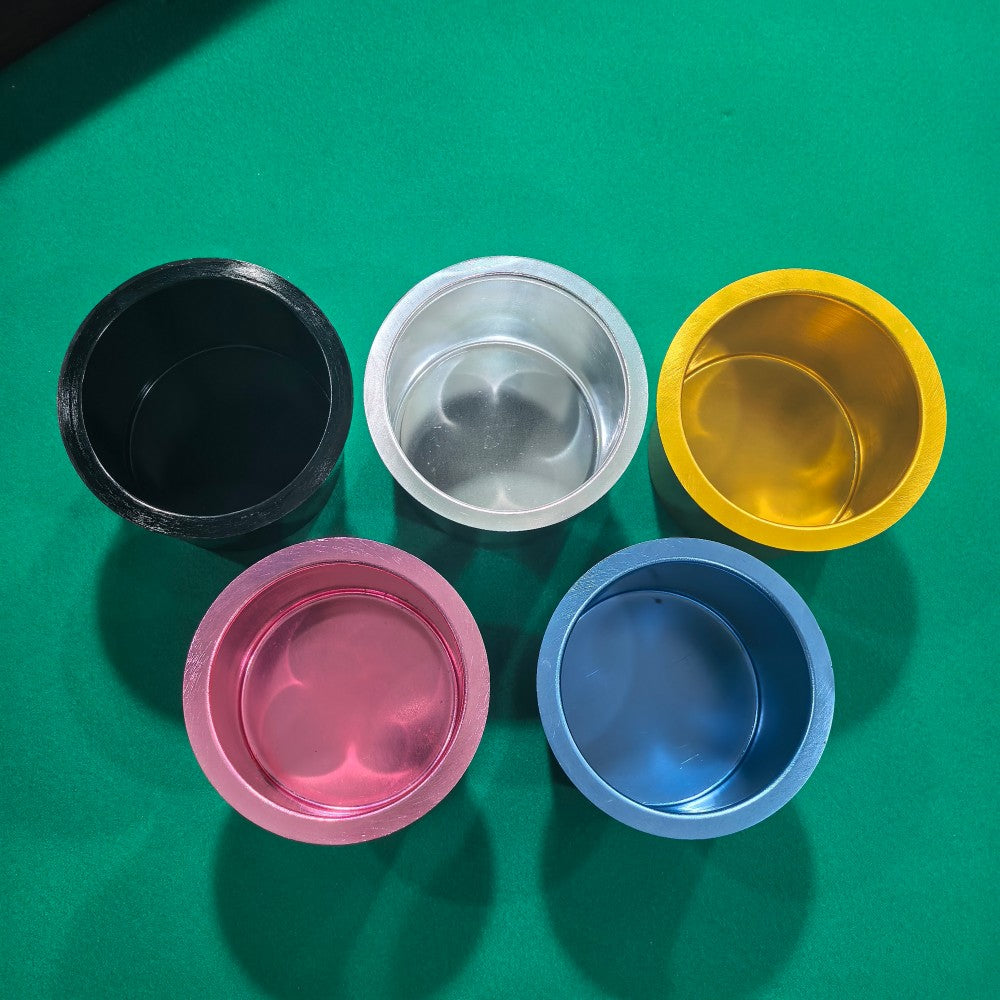 Aluminum Drop-In Cup Holder for Poker Table – 5 Colors, 102mm Recessed Insert
