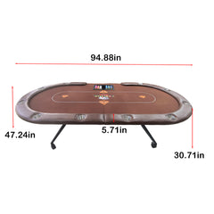 95" Folding Poker Table with Locking Wheels - 10 Player Pro
