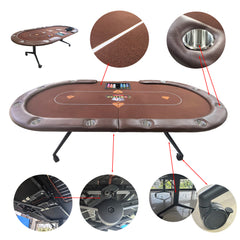 95" Folding Poker Table with Locking Wheels - 10 Player Pro