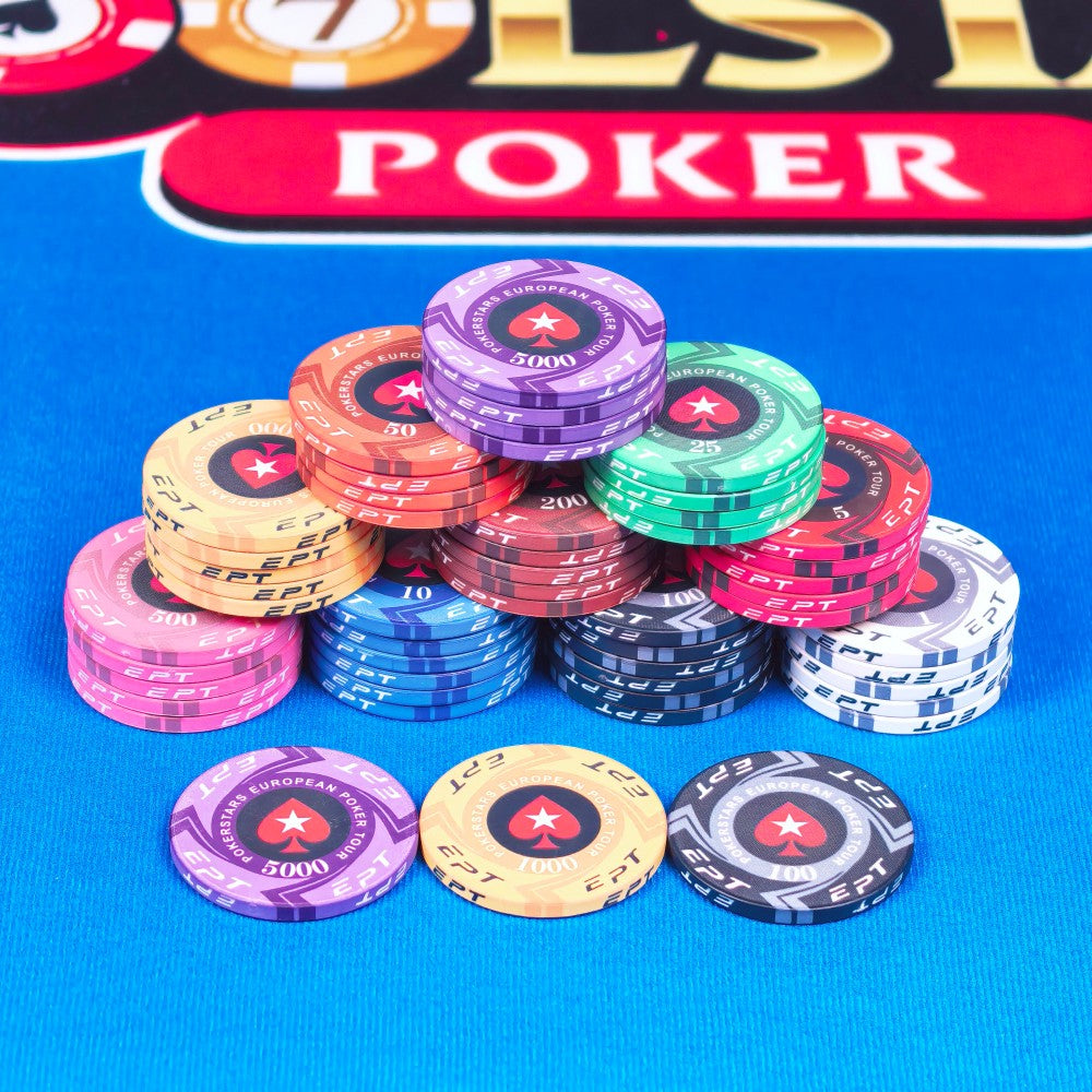 EPT Style Poker Chips - Spade Star Design 7 Denomination