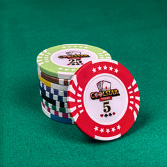 COOLSTAR 40mm 14g Clay Poker Chips | Five Star Edge Casino Tournament
