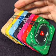 67x41mm EPT Ceramic Poker Plaque | High Denomination Casino Grade