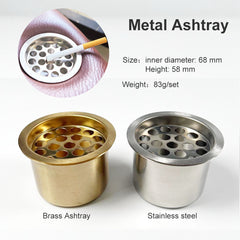 68mm Recessed Metal Poker Table Ashtray - Brass/Steel