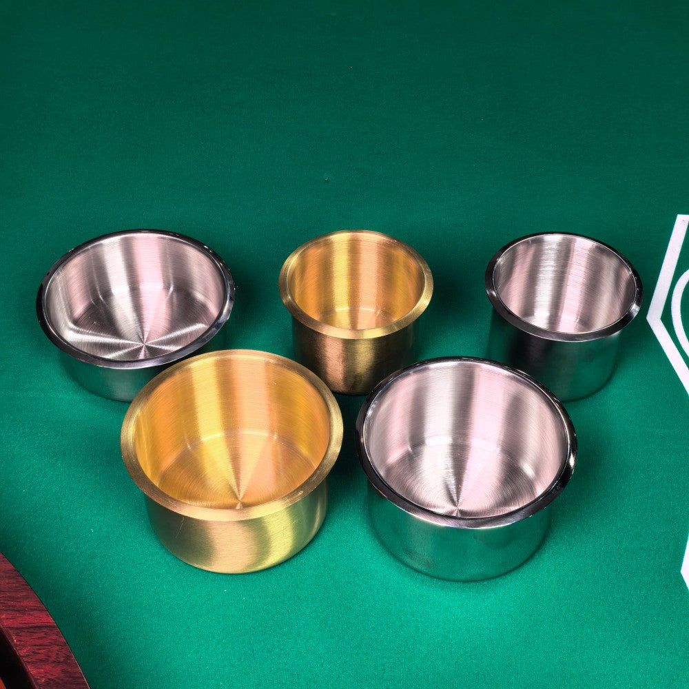 Built-In Metal Cup Holder for Poker Tables | Recessed Drink Insert, 6 Sizes