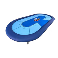 95" Folding Poker Table - 10 Player Blue Casino Speed Cloth