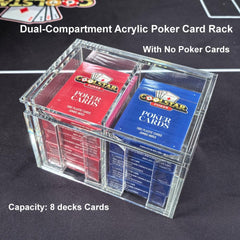 Clear Acrylic Poker Card Storage Rack | 8-Deck Dual Compartment with Lid