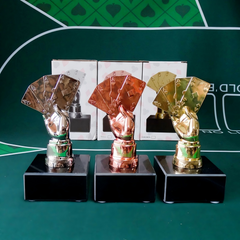Premium Poker Trophy Full Set of 3 - Gold, Silver & Bronze
