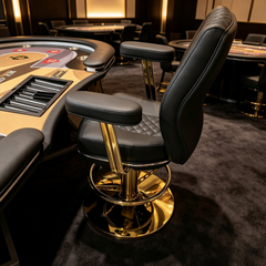 Luxury Black & Gold VIP Casino Chair - Diamond Stitched Armrests