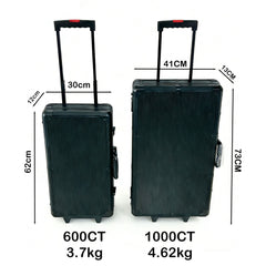 Rolling Aluminum Poker Chip Case - 600/1000ct Trolley Suitcase