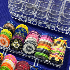 Clear Acrylic Poker Chip Tray | 5-Row 100-Chip Capacity, No Lid