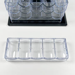 Clear Acrylic Poker Chip Tray | 5-Row 100-Chip Capacity, No Lid