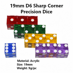 19mm Sharp Corner Precision Dice - 5pc Set in Foil Box
