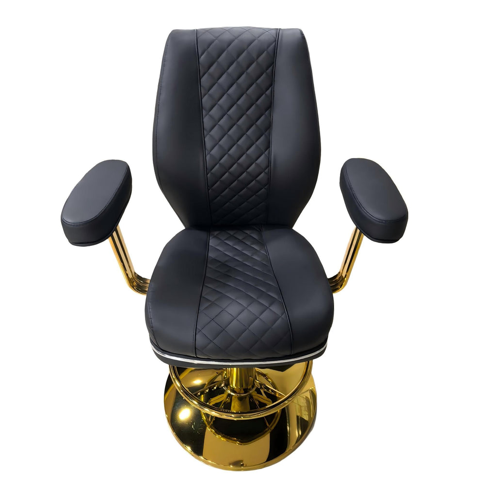 Luxury Black & Gold VIP Casino Chair - Diamond Stitched Armrests