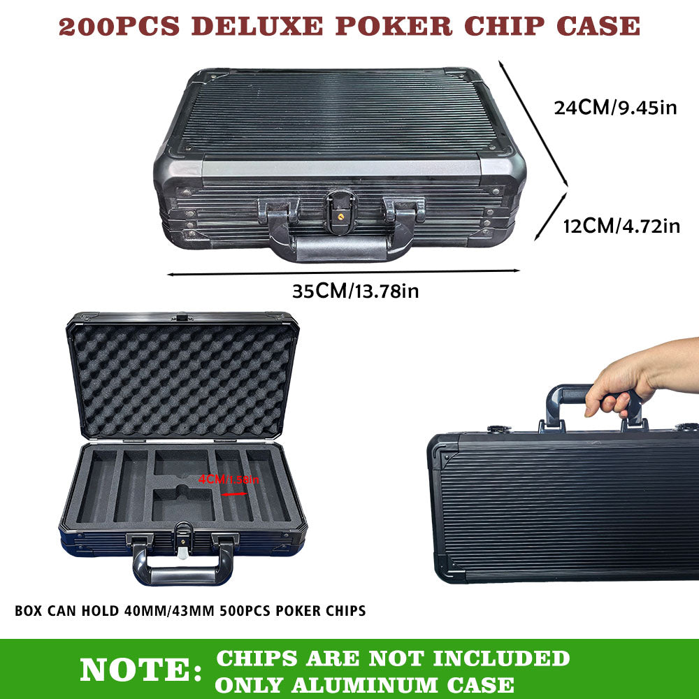 Professional 200ct Black Aluminum Poker Chip Carrying Case