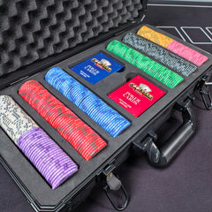 300PCS Ceramic Poker Chip Set - Aluminum Case Complete Casino Kit