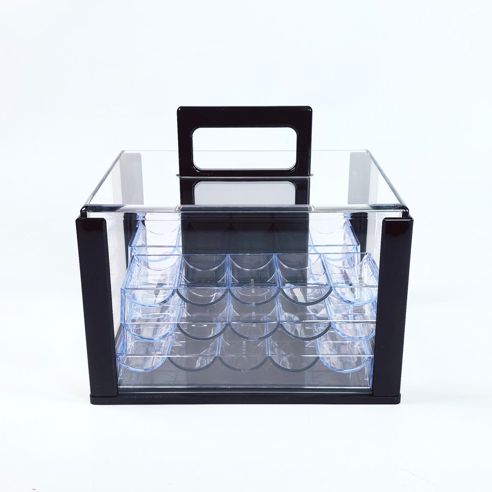 600ct Clear Acrylic Poker Chip Carrier with Trays - Casino Storage Box