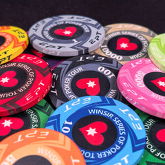EPT Style Poker Tournament Chips - 11 Denomination Ceramic Set