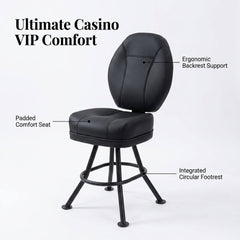 Professional Armless Black VIP Casino Chair - Poker Stool