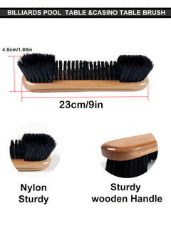 9" Professional Poker & Billiard Table Brush - Wooden Handle