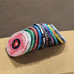 39mm EPT White Ring Ceramic Poker Chips | 25pcs/Roll Casino Grade