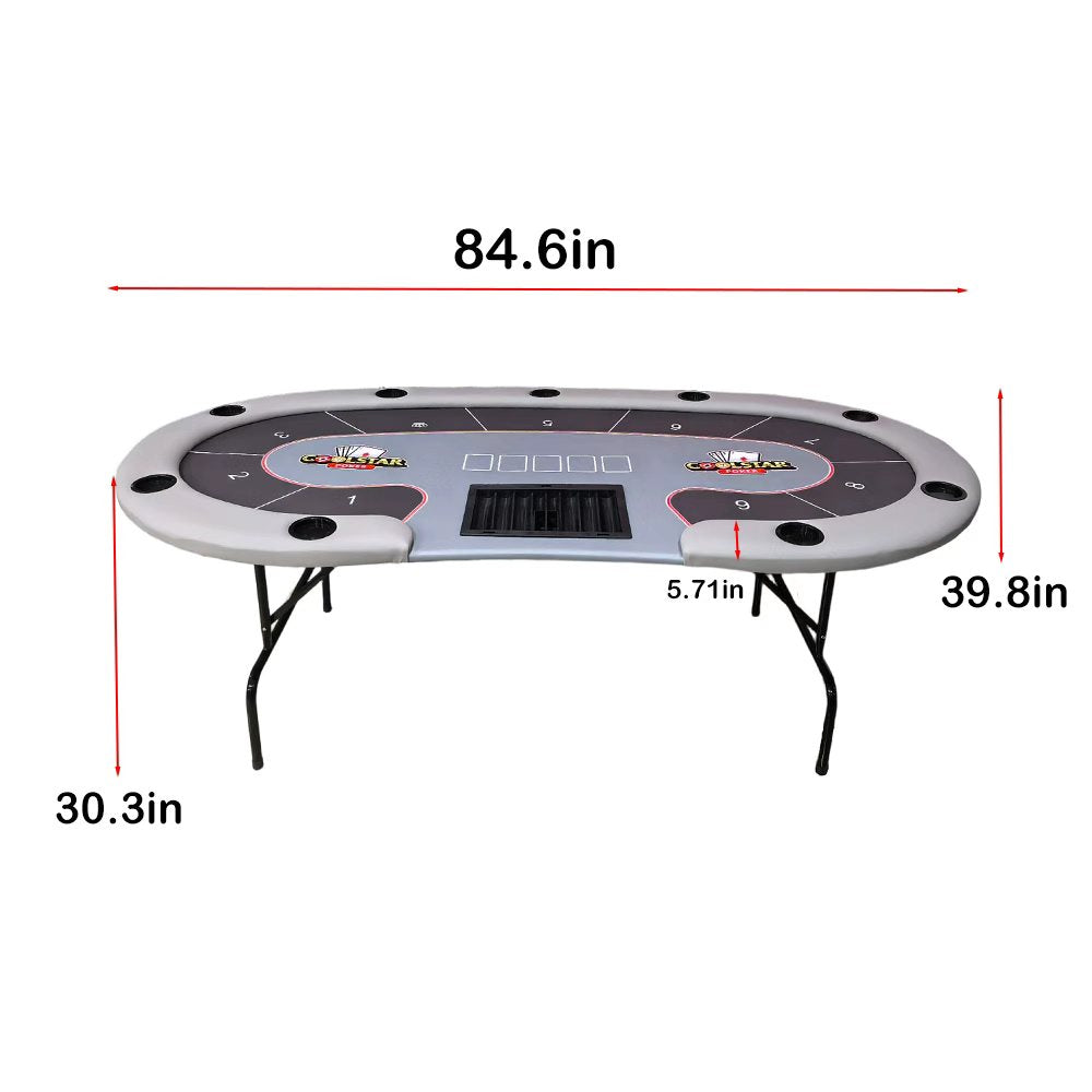 84.6" Professional Folding Blackjack & Poker Table - 9 Player Casino