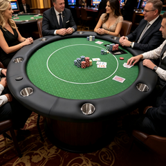 48" Round Folding Poker Table - 8 Player Economic Green Top