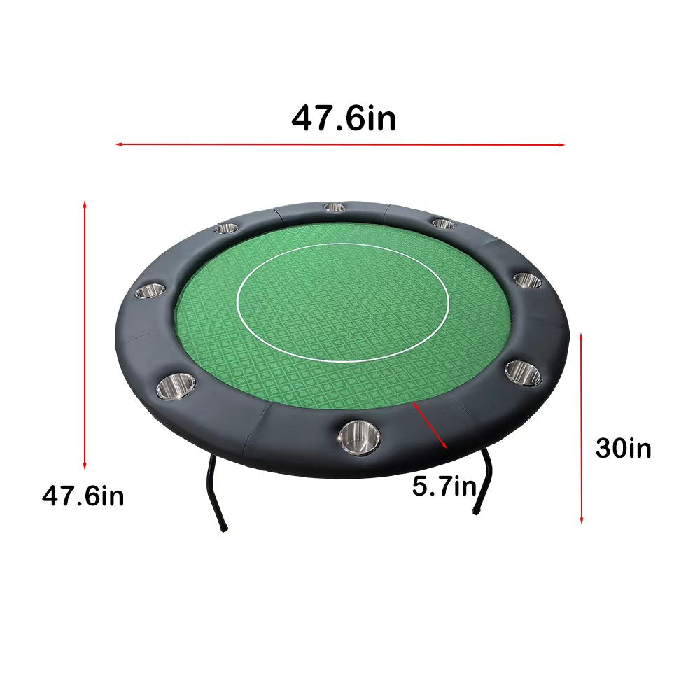 48" Round Folding Poker Table - 8 Player Economic Green Top