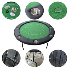 48" Round Folding Poker Table - 8 Player Economic Green Top