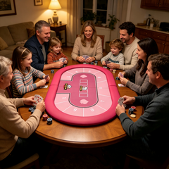 57" Pink Folding Poker Table Top - 10 Player Portable Mat