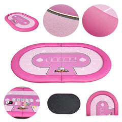 57" Pink Folding Poker Table Top - 10 Player Portable Mat