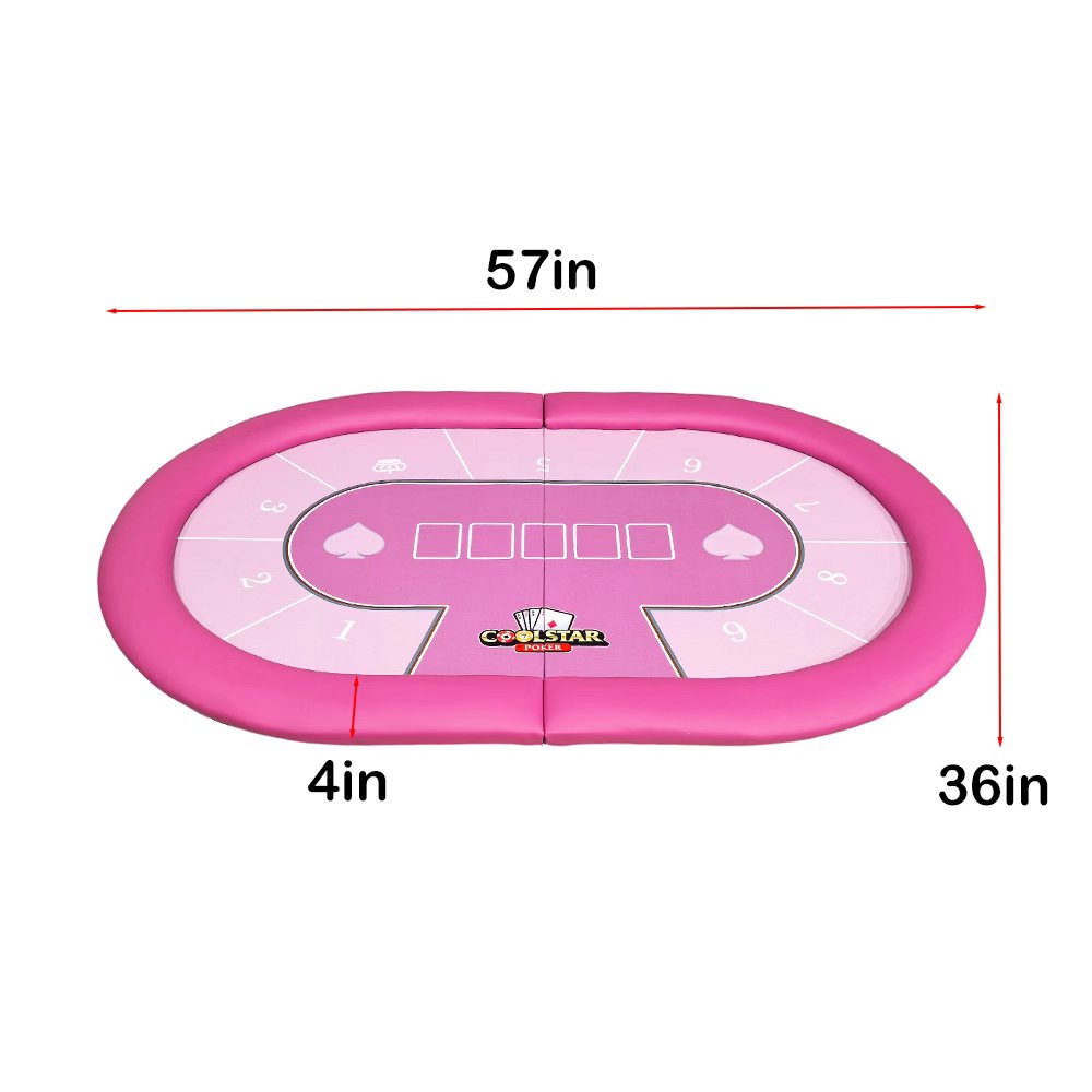 57" Pink Folding Poker Table Top - 10 Player Portable Mat