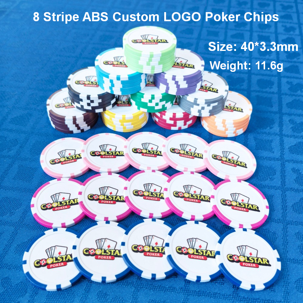 8-Stripe ABS Custom Logo Poker Chips - UV Print Casino
