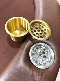 68mm Recessed Metal Poker Table Ashtray - Brass/Steel