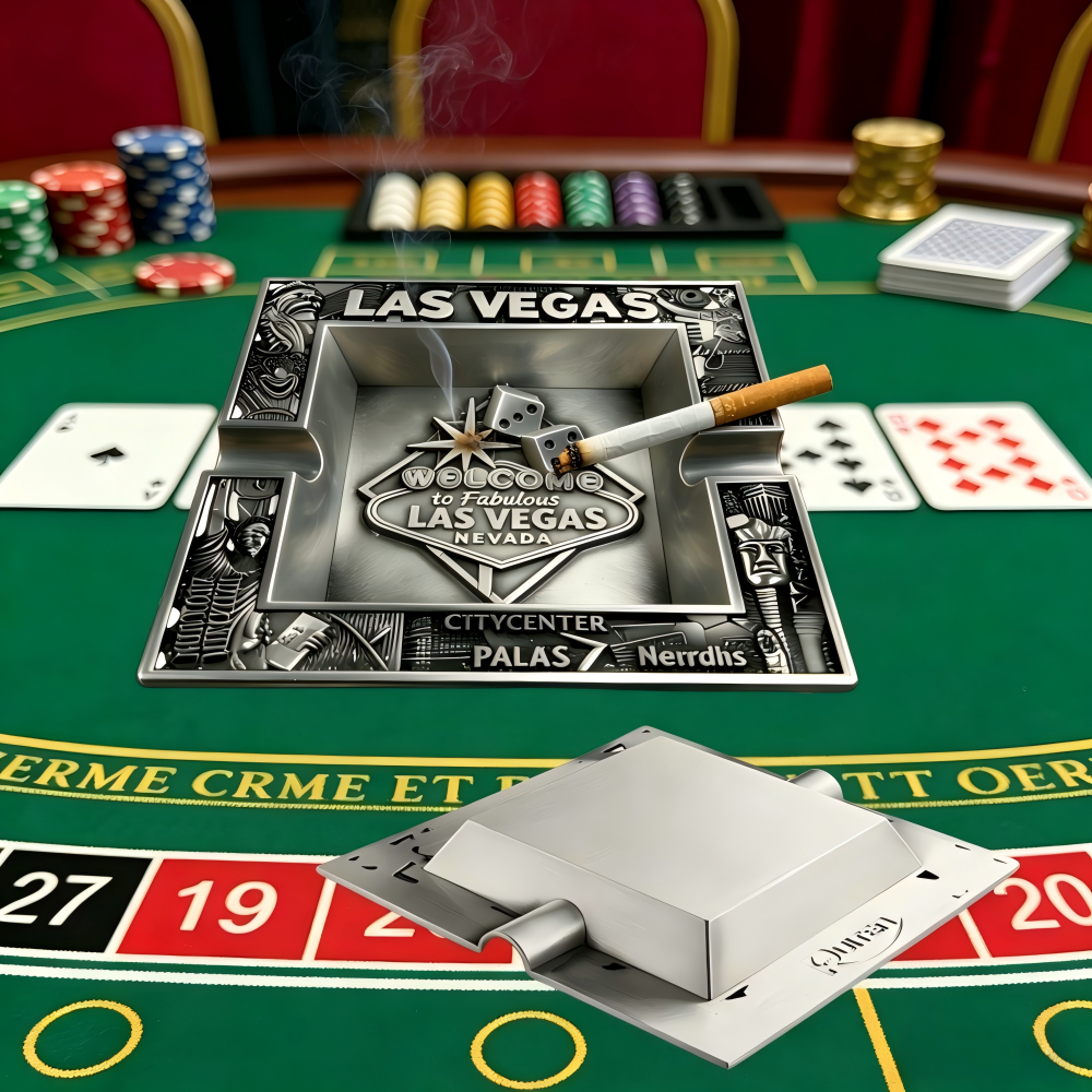 Vintage Las Vegas Zinc Alloy Ashtray - 3D Casino Souvenir