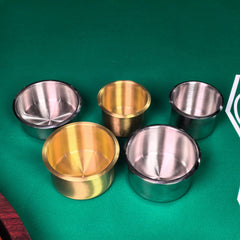 Built-In Metal Cup Holder for Poker Tables | Recessed Drink Insert, 6 Sizes