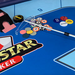 95" Folding Poker Table - 10 Player Blue Casino Speed Cloth