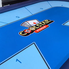 95" Folding Poker Table - 10 Player Blue Casino Speed Cloth