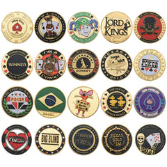 Random Metal Poker Card Guard Set | Bulk Lucky Coins (10pcs)