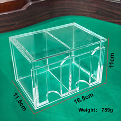 Clear Acrylic Poker Card Storage Rack | 8-Deck Dual Compartment with Lid