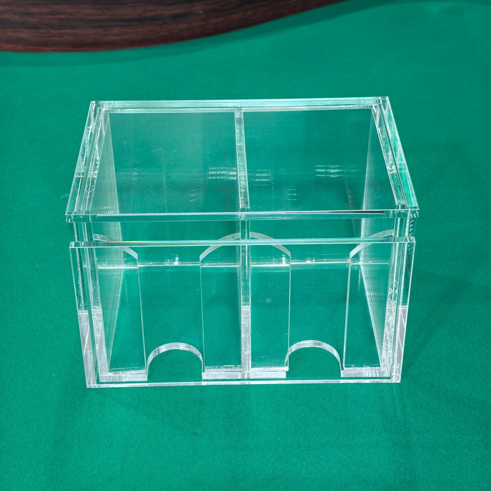 Clear Acrylic Poker Card Storage Rack | 8-Deck Dual Compartment with Lid