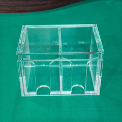 Clear Acrylic Poker Card Storage Rack | 8-Deck Dual Compartment with Lid