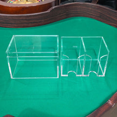Clear Acrylic Poker Card Storage Rack | 8-Deck Dual Compartment with Lid