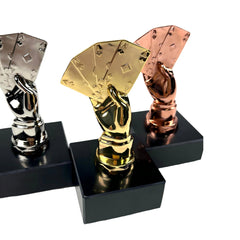 Premium Poker Trophy Full Set of 3 - Gold, Silver & Bronze