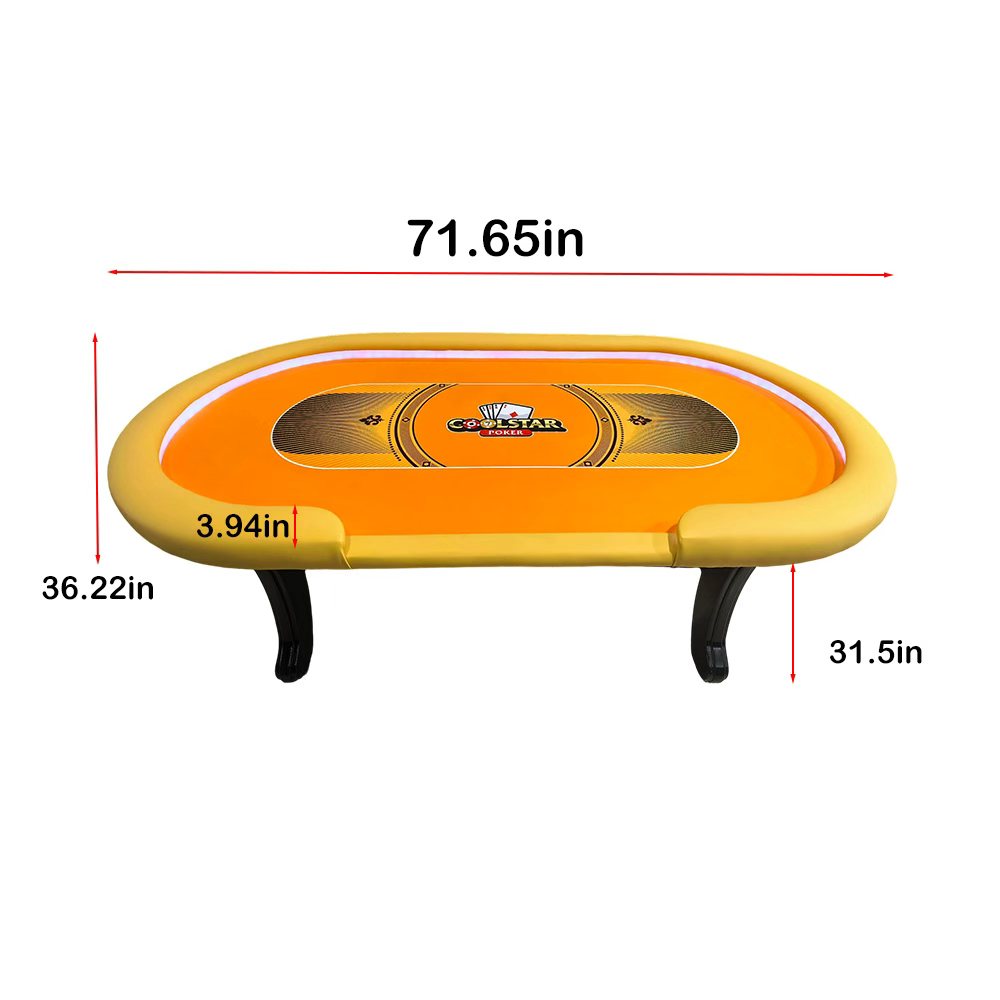 72" Professional LED Poker Table - Custom Ambient Lighting