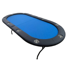 84" Folding Poker Table - 10 Player Blue Casino Speed Top