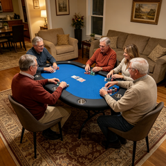 84" Folding Poker Table - 10 Player Blue Casino Speed Top