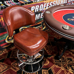 Adjustable Vintage Red Leather Casino Poker Chair - VIP Stool