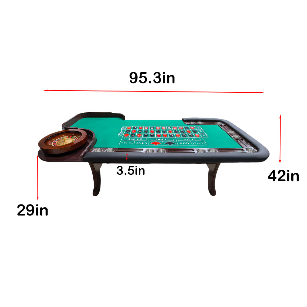 Professional 95" Deluxe Wood Roulette Table - Pro Casino Felt