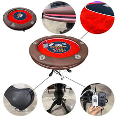 48" Round LED Poker Table - 3-Color Ambient Lighting VIP