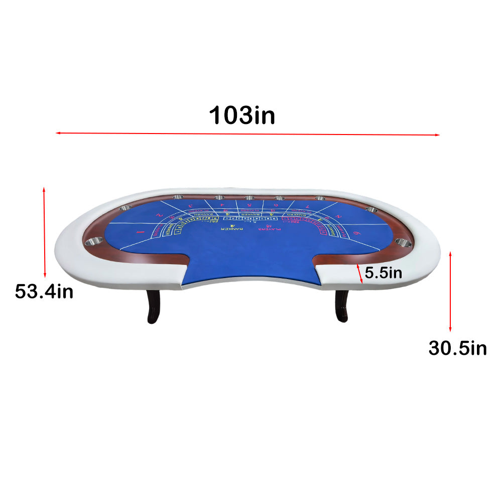 Professional 98" Wood Casino Table - Baccarat & Poker Layout